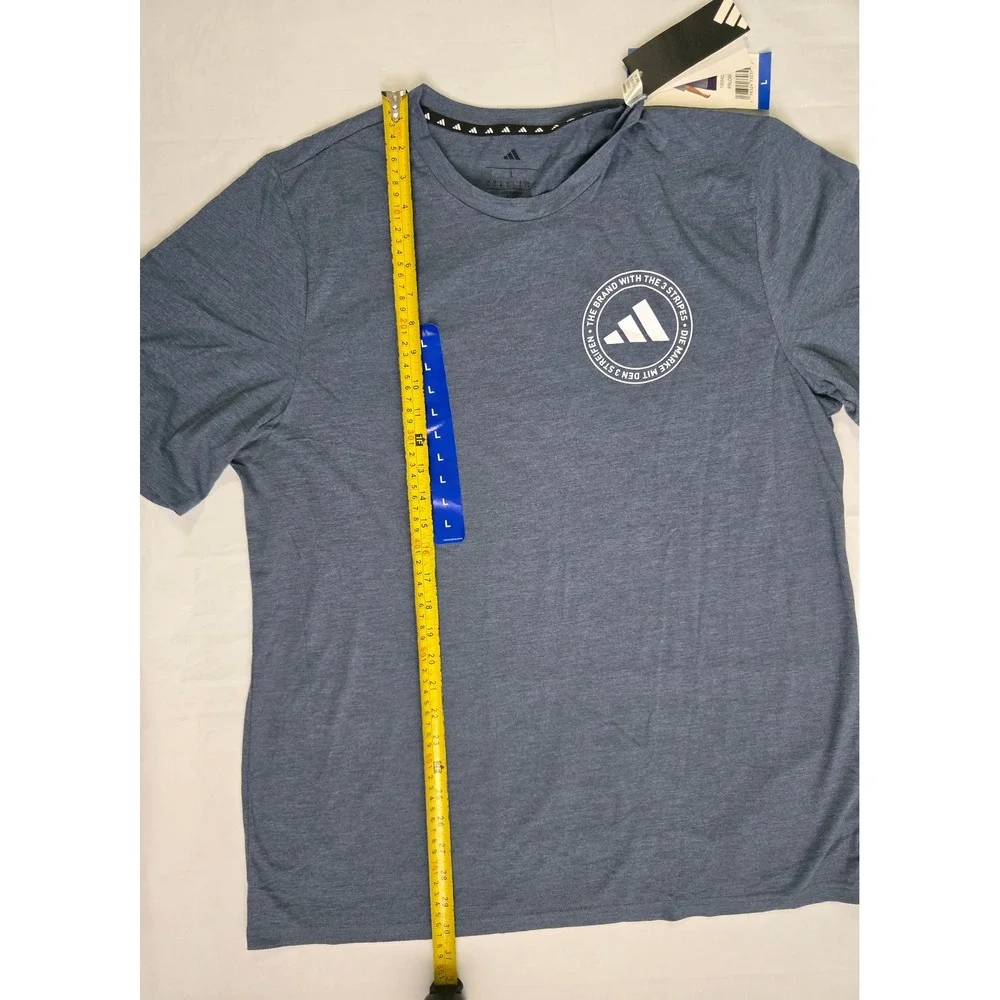 Adidas Mens CSCO Emblem Graphic Tee Blue Heather T-Shirt KU9183 Large